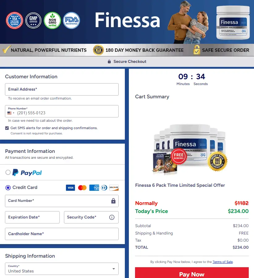 Finessa order page